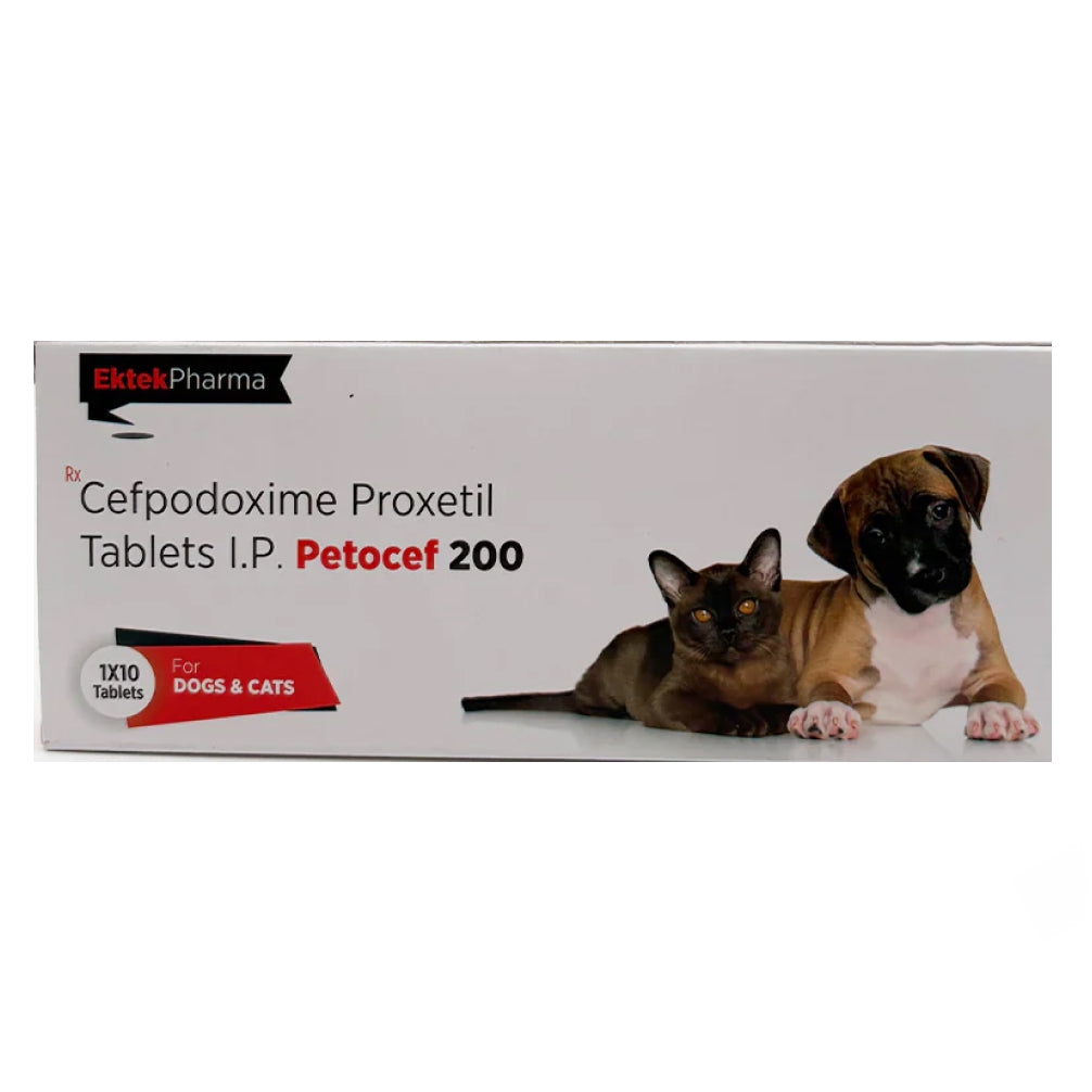 Ek Tek Petocef 200mg Tablets (Cefpodoxime Proxetil) for Dogs and Cats