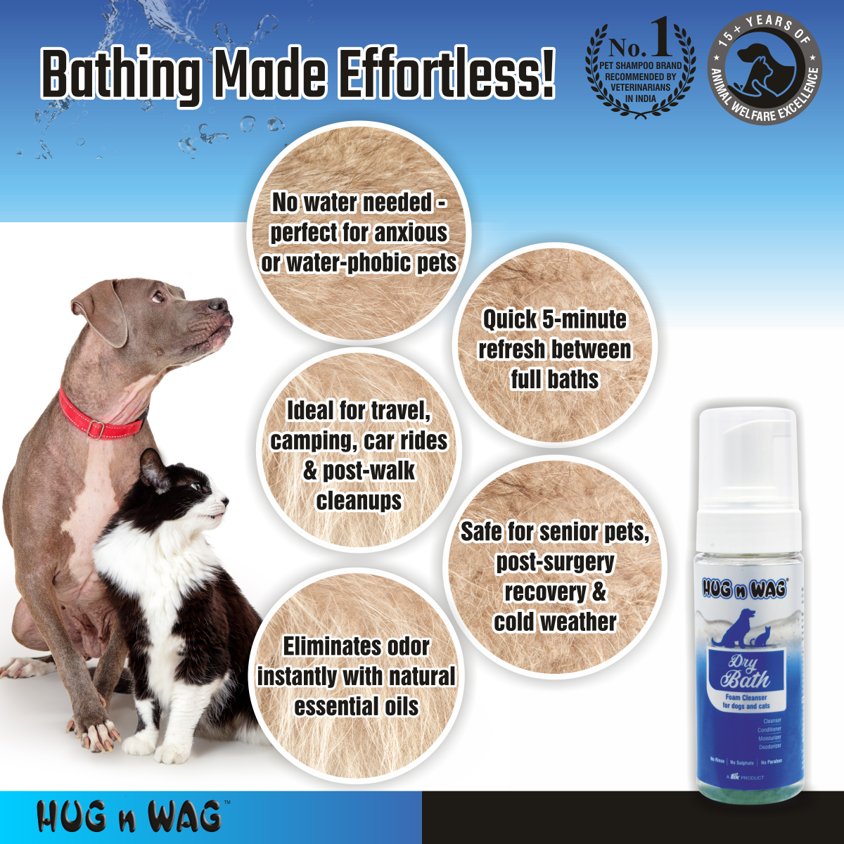 TTK Hug n Wag Dry Bath Foam Cleanser for Dogs and Cats image 6