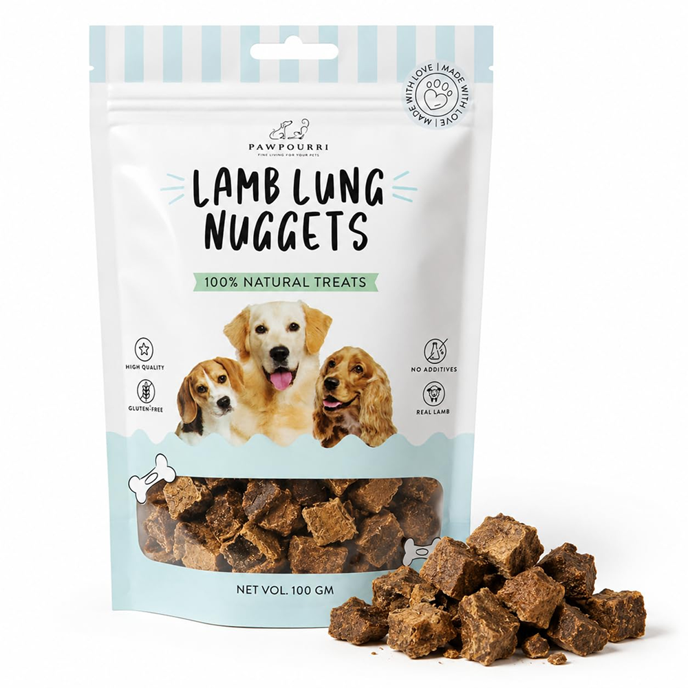 Pawpourri 100% Natural Lamb Lung Nuggets Dog Treat