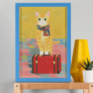 EverythingBoho The Solo Traveller Cat Wall Art (Royal Blue)