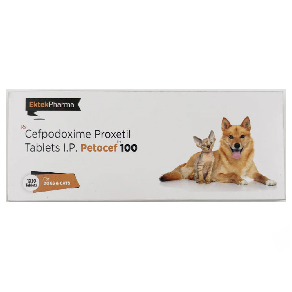 Ek Tek Petocef 100mg Tablets (Cefpodoxime Proxetil) for Dogs and Cats