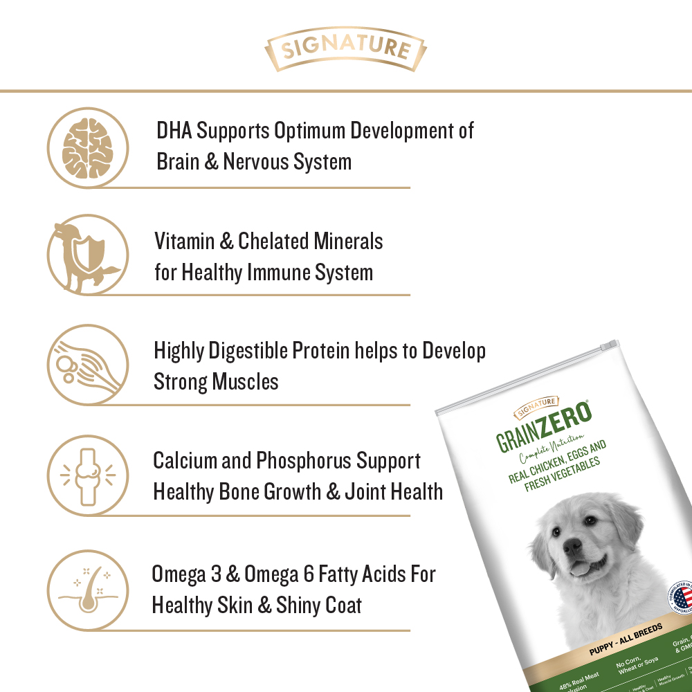 Signature Grain Zero Real Chicken, Egg and Vegetables Puppy Dog Dry Food image 2