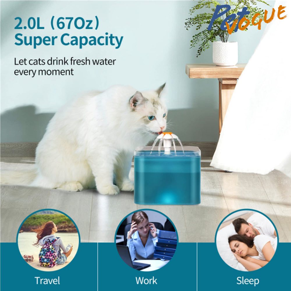 Pet Vogue Automatic Water Fountain with LED Light for Cats and Dogs (Blue) image 2