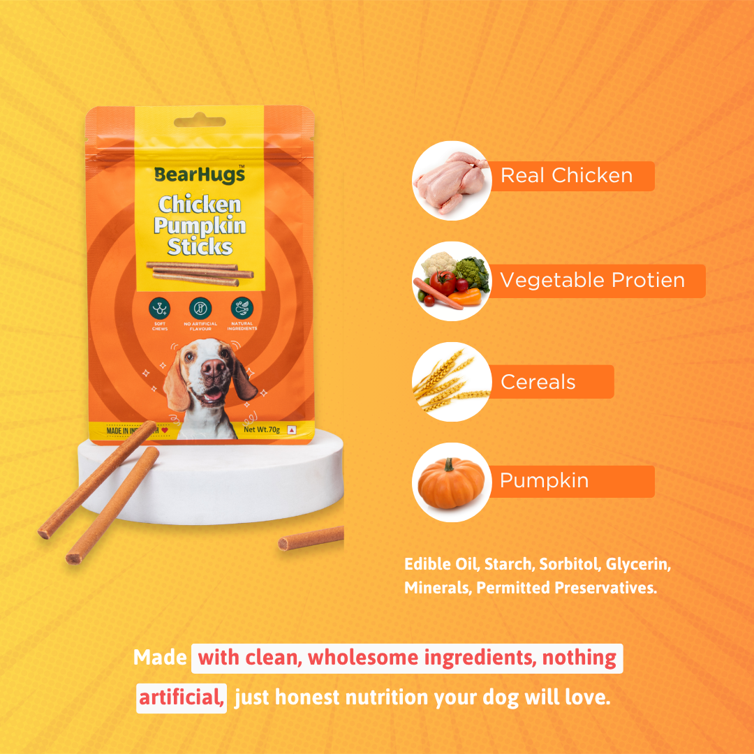 BearHugs Chicken & Pumpkin Soft & Chewy Sticks Dog Treats image 2
