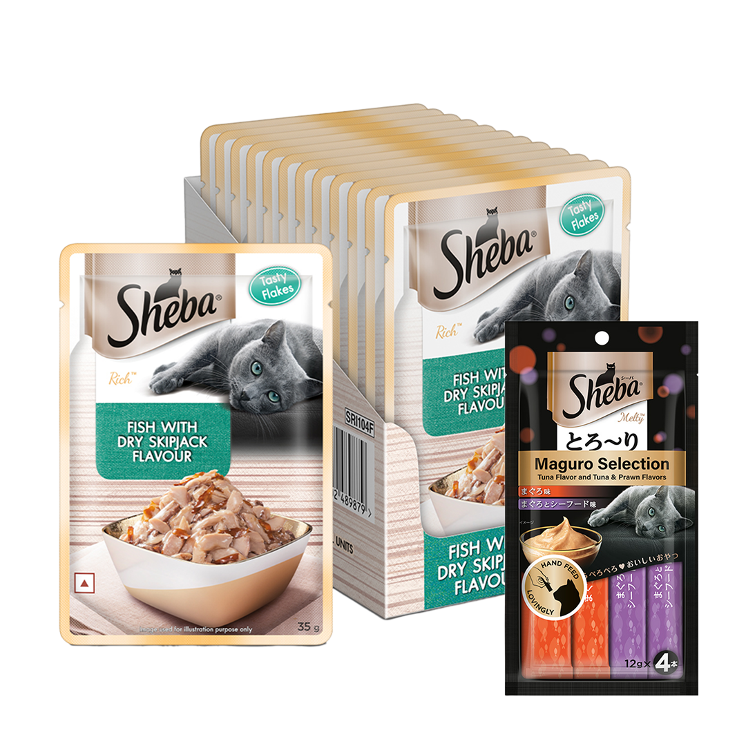 Sheba Fish with Dry Skipjack Premium Cat Wet Food