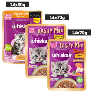 Whiskas Kitten Tasty Mix Wet Food Combo |Chicken, Tuna, Seafood & Salmon