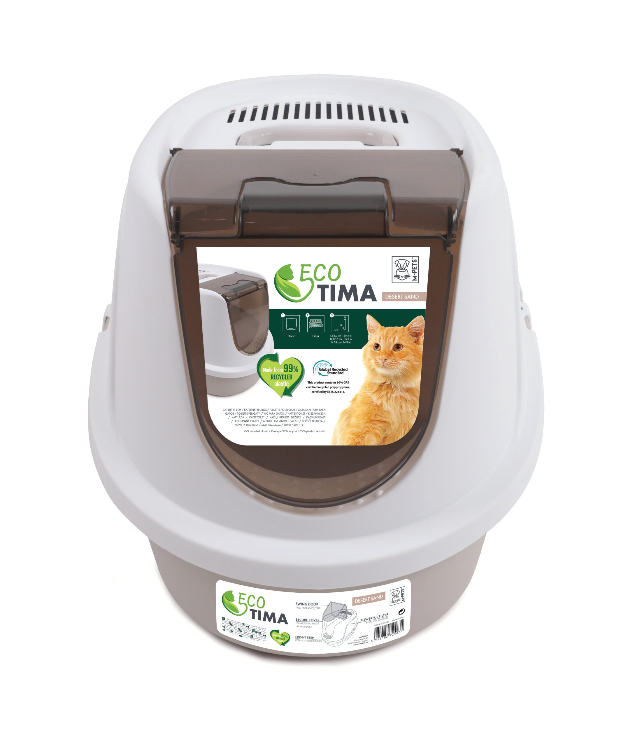 M Pets Eco Tima Desert Sand Box for Cats (Desert Sand & White) image 3