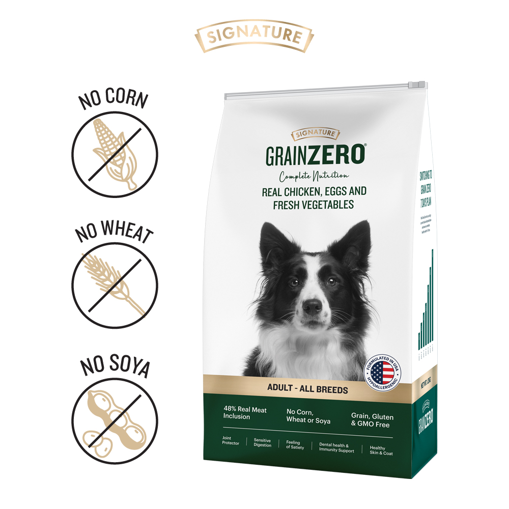 Signature Grain Zero Real Chicken, Egg and Vegetables Adult Dog Dry Food image 2