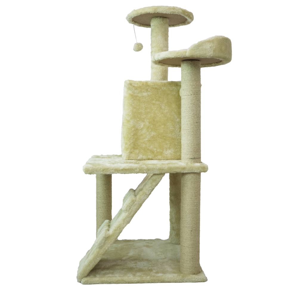 Skatrs Kitty Kastle Multi Level Cat Tree with Condo, Scratching Post, Platform and Ladder Toy (Beige) image 8