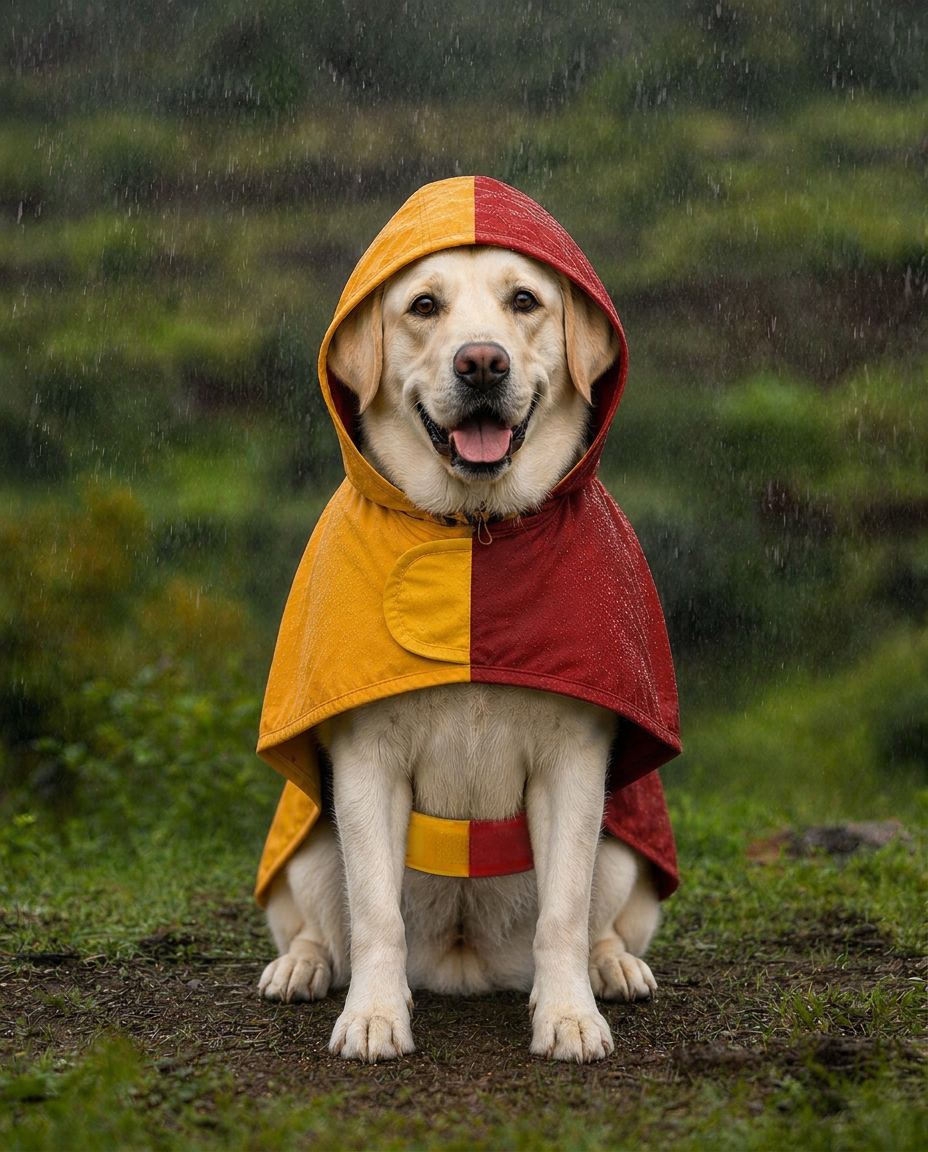 15 Furries Urban Colorblock Waterproof Raincoat for Dogs (Red & Yellow) image 3
