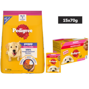 Pedigree Puppy Dog Food Combo |Chicken & Milk Dry & Chicken & Liver Wet