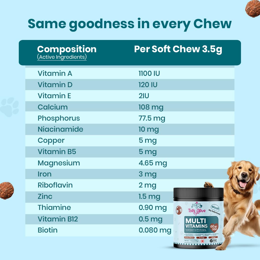 TailsAlive Chicken Flavour Multivitamin Soft Chews Supplement for Dogs image 5