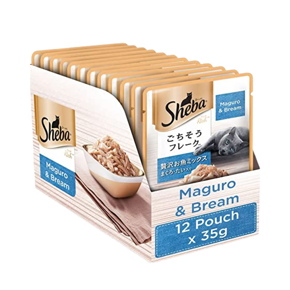 Sheba Maguro & Bream Fish, Skipjack & Salmon Fish and Fish with Sasami Mix Premium Cat Wet Food Combo image 2