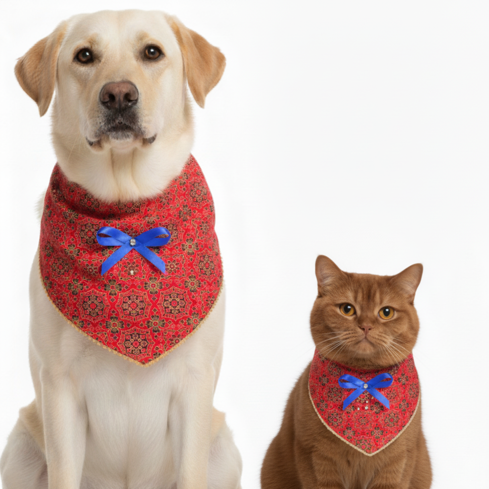 Skatrs Mandala Bandana for Cats and Dogs (Red)