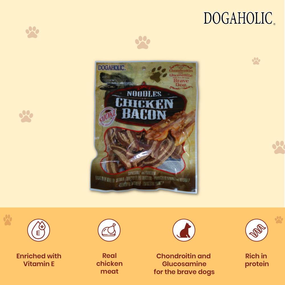 Dogaholic Noodles Smoked Chicken Bacon Strips Dog Treats image 3