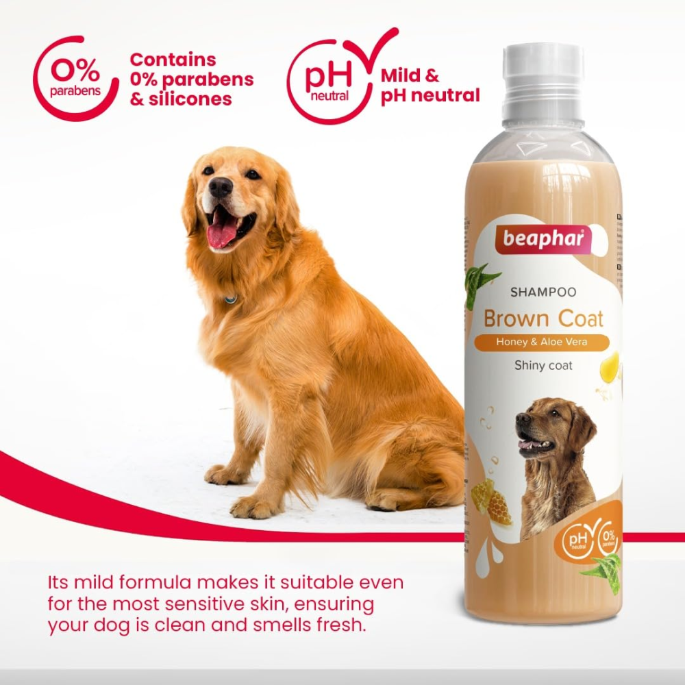 Beaphar Honey & Aloe Vera Herbal Brown Coat Dog Shampoo image 4