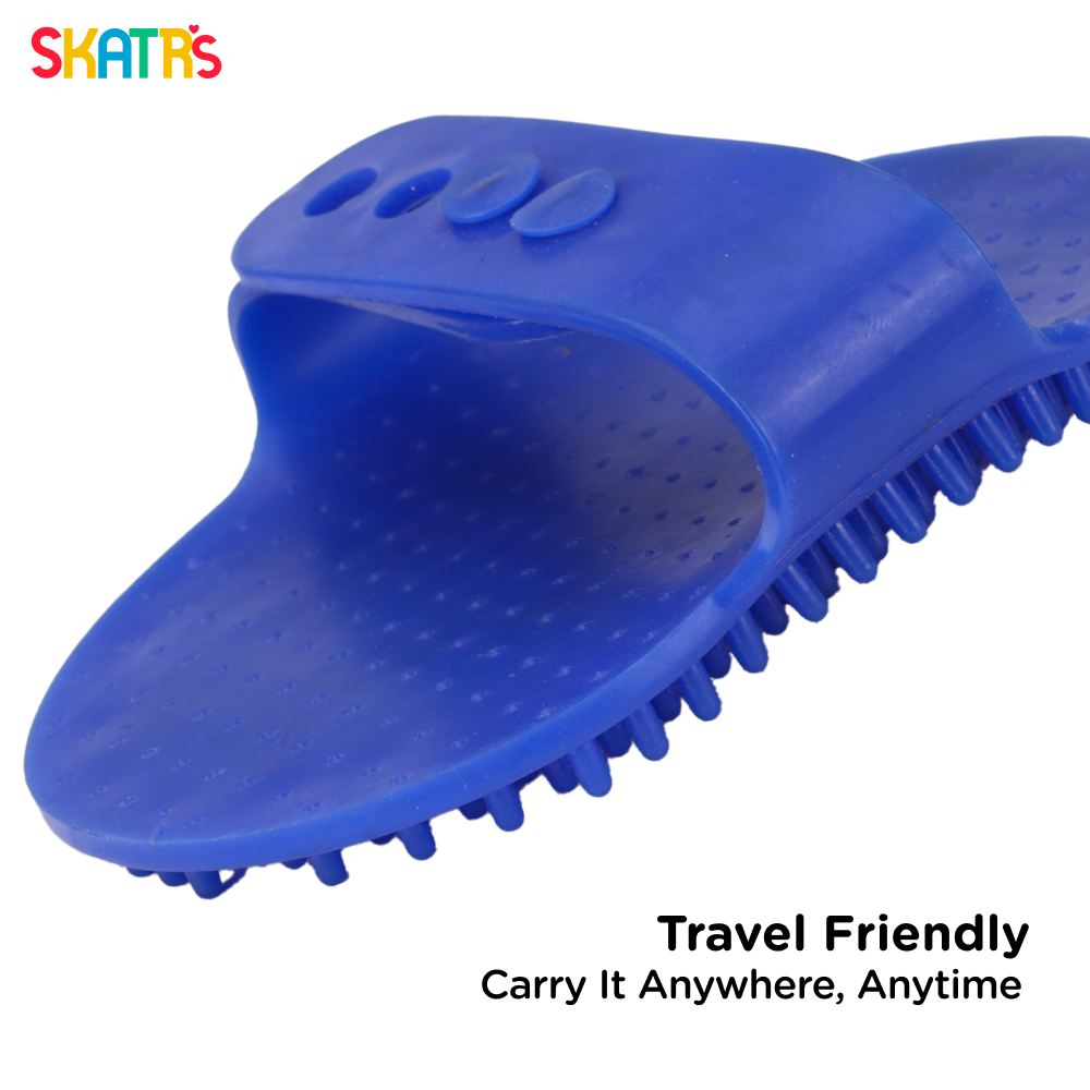 Skatrs Rubber Bristles Massage Hand Brush Comb for Dogs & Cats (Blue) image 4