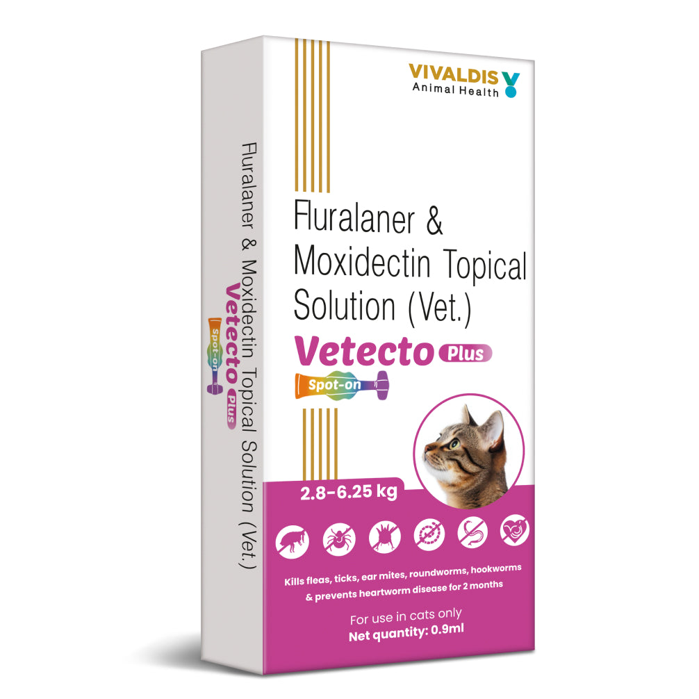 Vivaldis Vetecto Plus Spot On (Fluralaner & Moxidectin) Anti Tick & Flea for Cats image 3