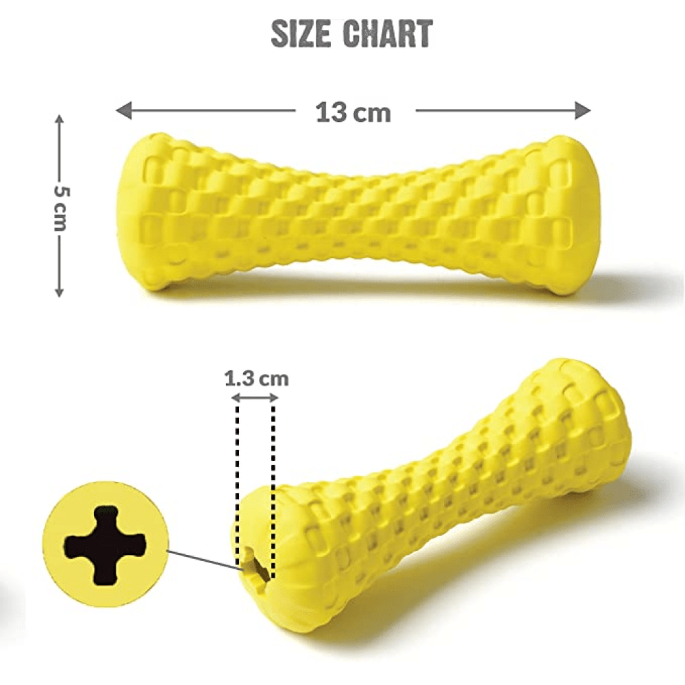 Goofy Tails Dumbbell Treat Dispensing Interactive Toys for Dogs | For Medium Chewers (Yellow) image 5