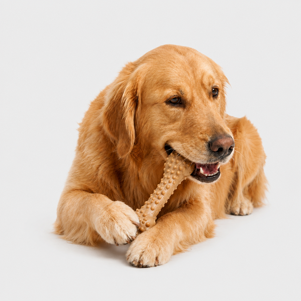 Barkbutler x Fofos Woodplay Brush Bone Toy for Dogs | For Chewers (Brown) image 4