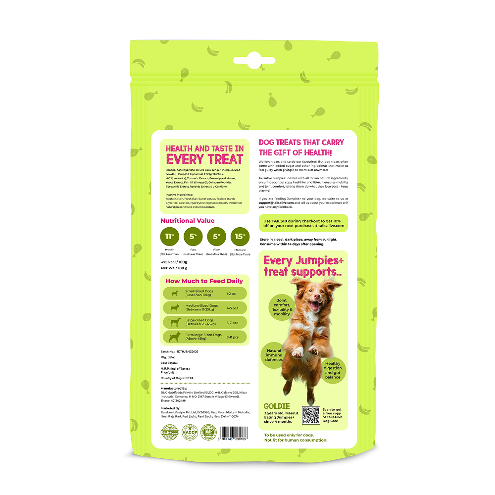 Tails Alive Jumpies+ Banana Chicken Treats Chew Sticks for Dogs image 8