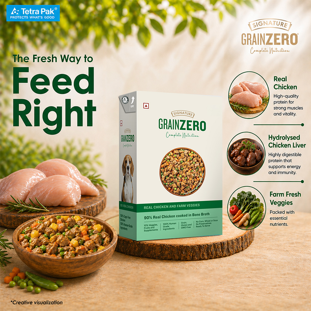 Signature Grain Zero Tetra Pack Real Chicken Veggies Dog Fresh Food image 3