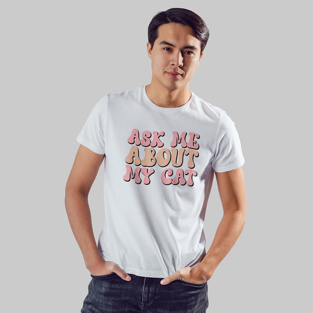 Seek Buy Love All About Cats Unisex Regular Tee (White)
