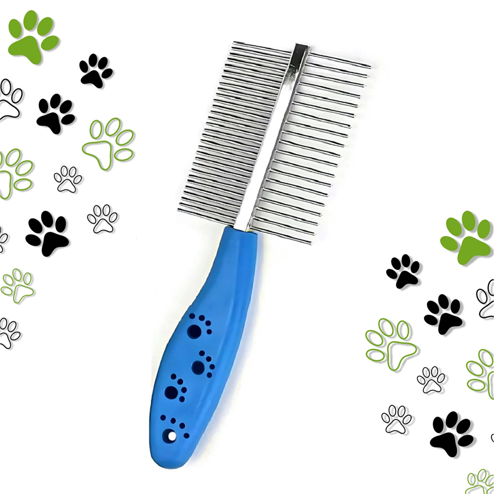 Groom My Pet Double Side Steel Comb for Dogs and Cats (Blue) image 1