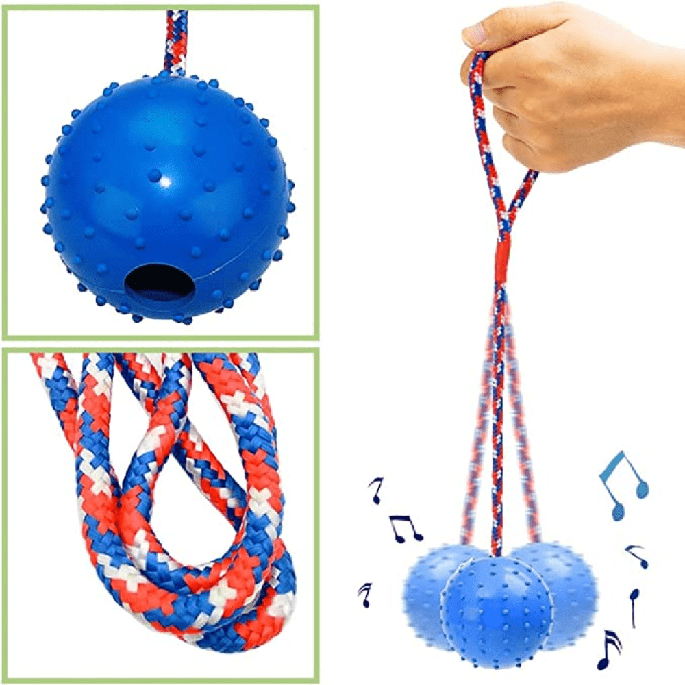 Emily Pets Rubber Ball with Rope Chew Toy for Dogs (Orange) image 5