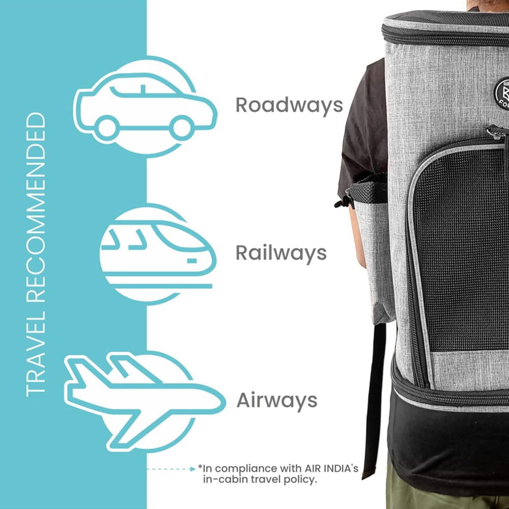 Barkbutler x Fofos Backpack Carrier for Small Dogs and Cats (Grey) image 5