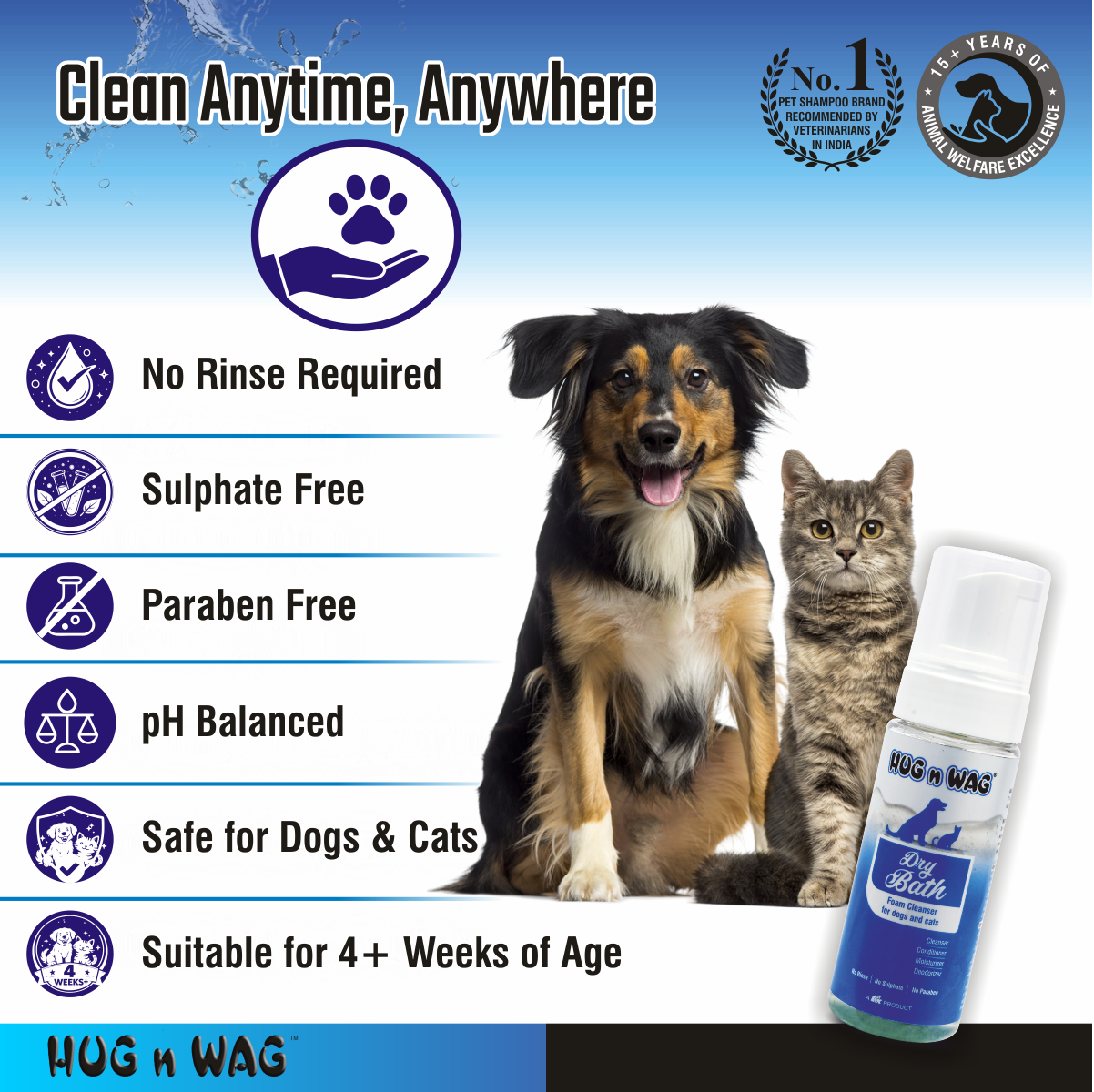 TTK Hug n Wag Dry Bath Foam Cleanser for Dogs and Cats image 7