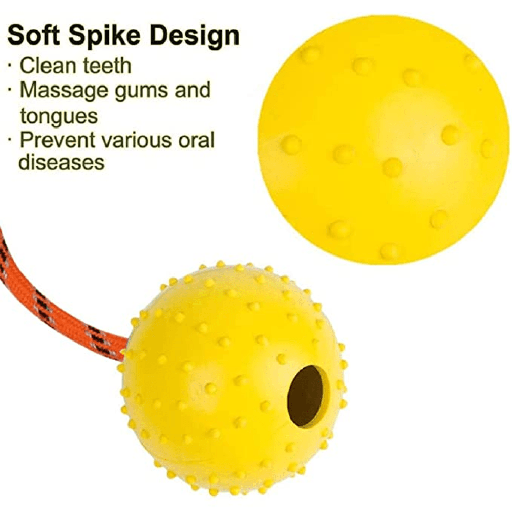 Emily Pets Rubber Ball with Rope Chew Toy for Dogs (Orange) image 6