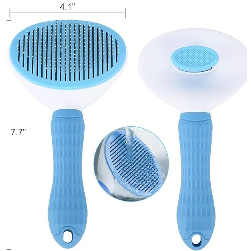 Chullbull Self Cleaning Oval Pin Slicker Brush for Dogs and Cats (Blue) image 2