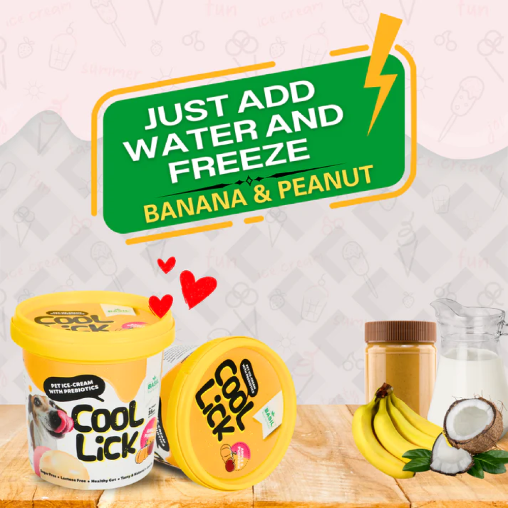 Basil Cool Lick Banana & Peanuts with Added Prebiotics Ice Cream for Dogs image 4