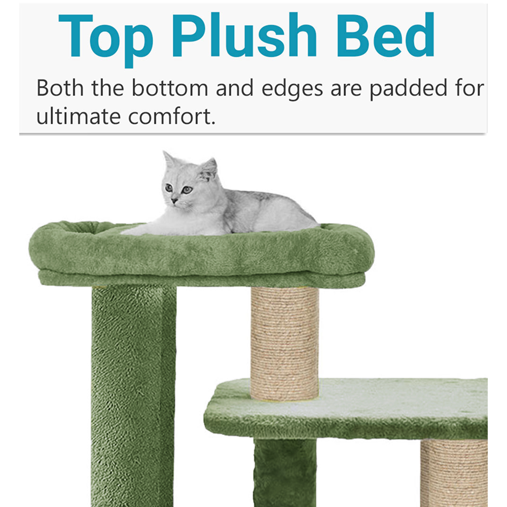 Furrlovers Cat Tree with Condo, Top Perch & Jute Rope Scratching Posts (Green) image 3