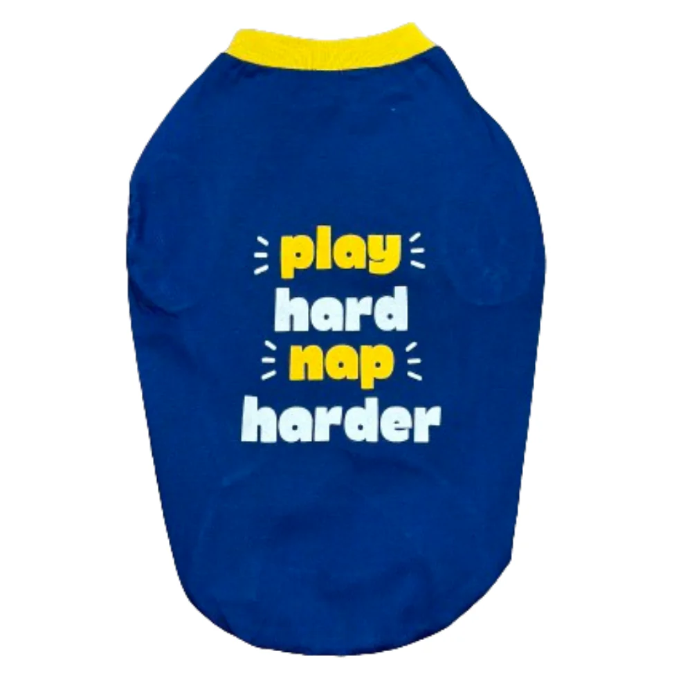 Pet Set Go Play Hard Nap Harder T Shirt for Dogs (Blue) image 5
