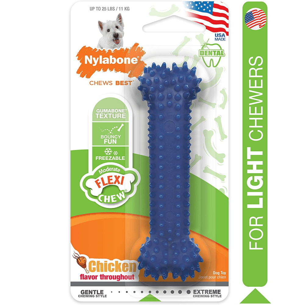 Nylabone Puppy Teething Chicken Flavoured Dental Chew Bone Toy for Dogs (Blue) image 3