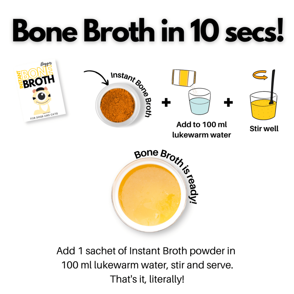 Doggos Instant Chicken and Carrots Bone Broth Gut and Vision Formula (Makes 100ml) for Cats and Dogs image 6