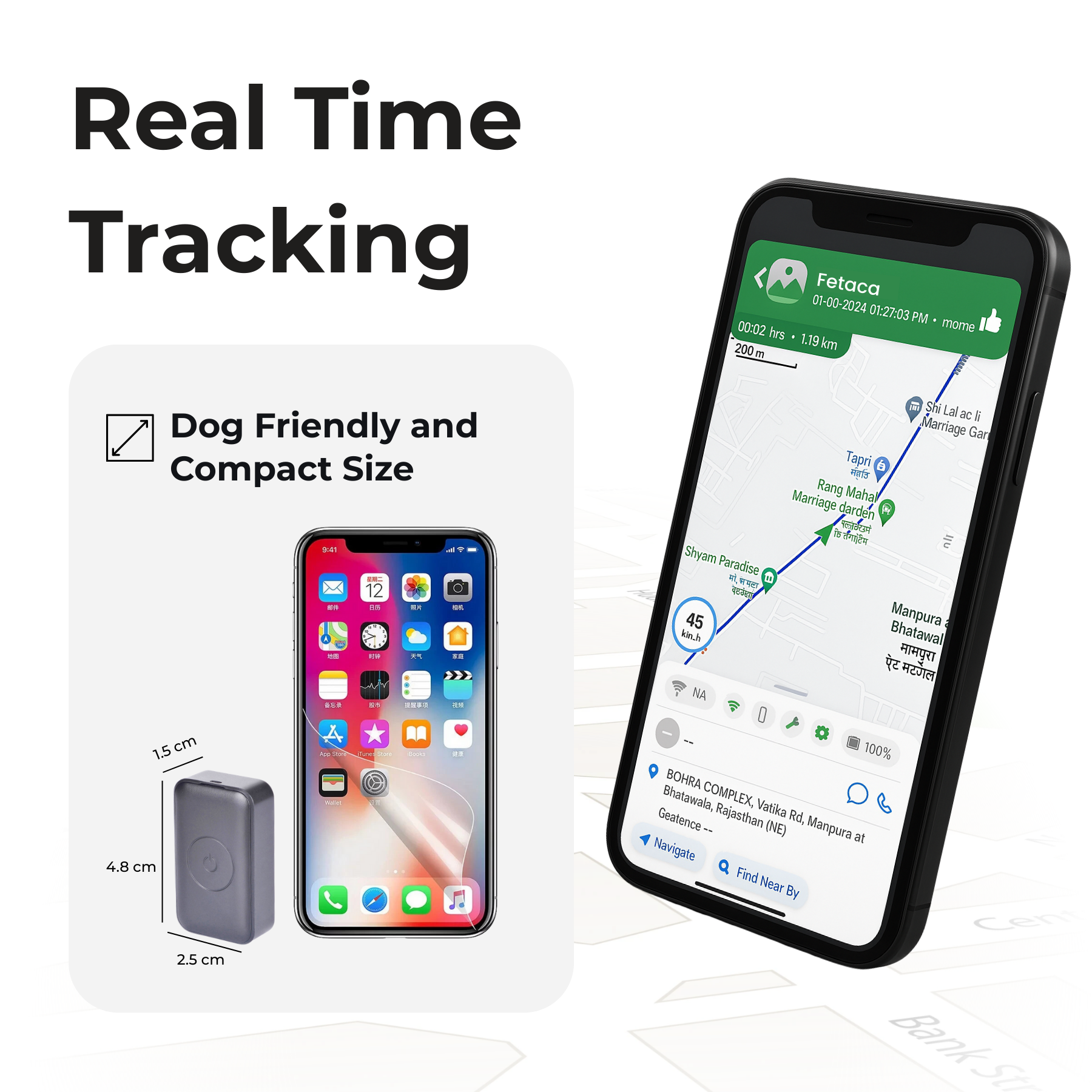 FeTaca Smart 4G GPS 850mAh Waterproof Mini Collar Tracker with 12months Free Tracking & App Subscription for Dogs and Cats (Black) image 5