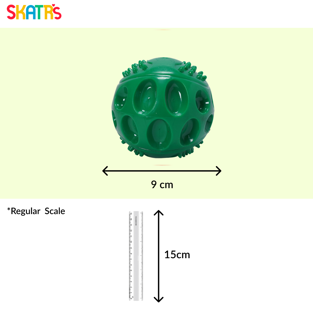 Skatrs Rubber Squeezy Ball Toy for Dogs and Cats (Green) image 2