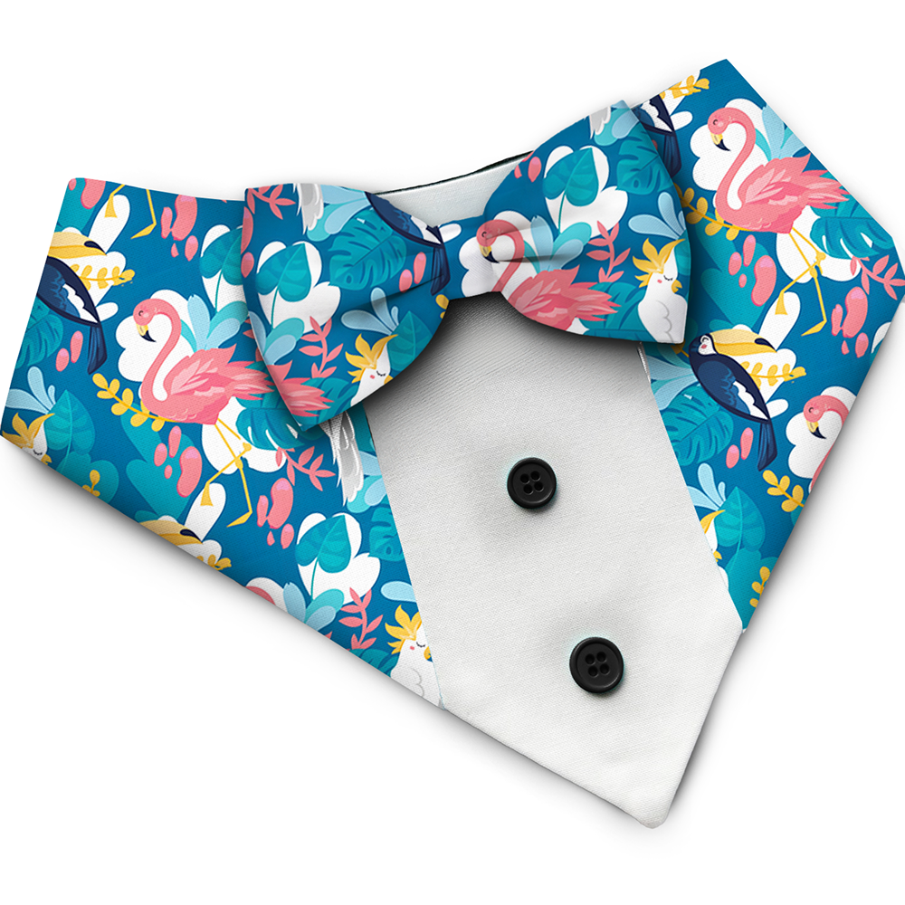 PawsIndia Flamingo Pattern Tuxedo Bandana for Dog and Cats
