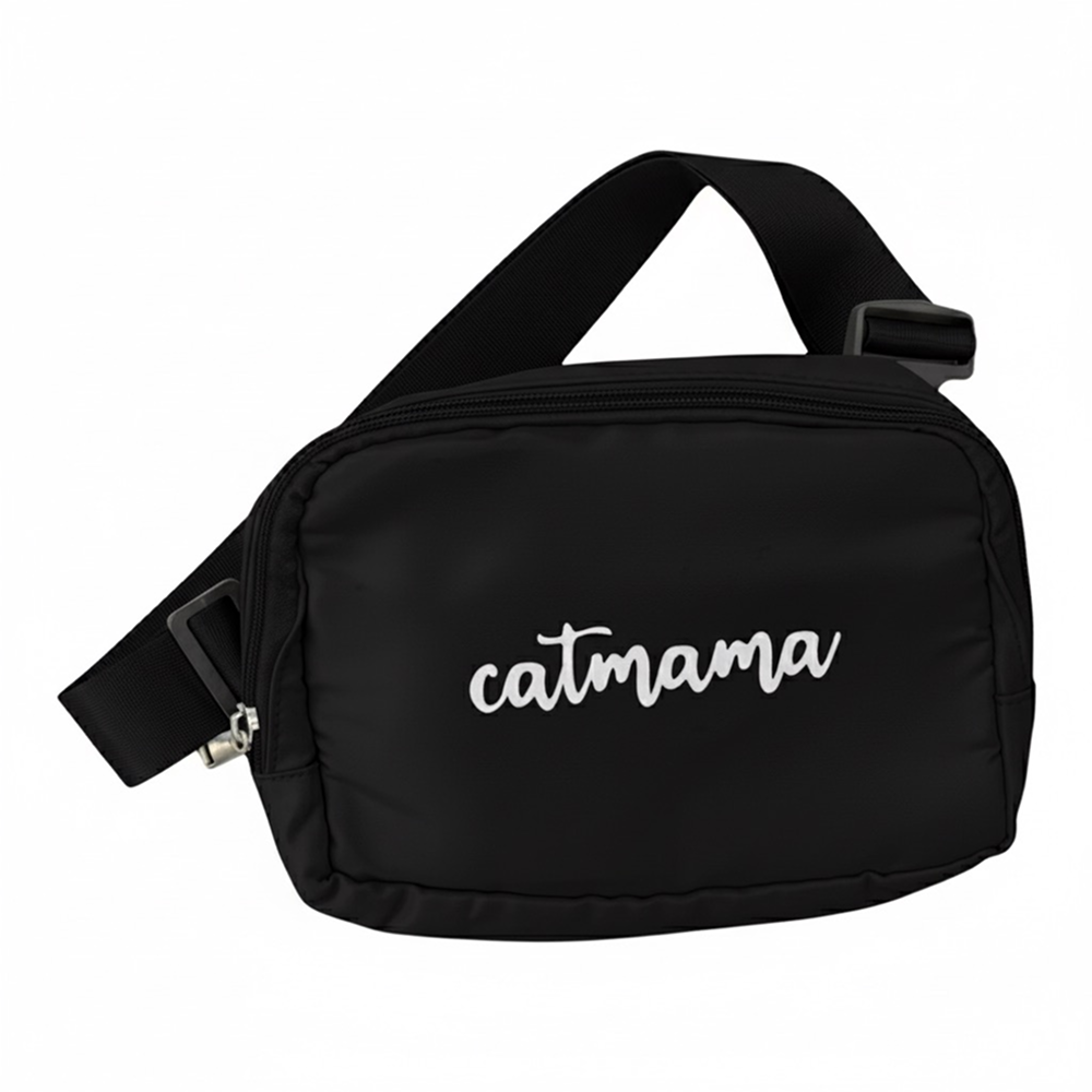 Talking Dog Club Cat Mama Waist Pouch Carry All Tote Bag for Women (Black)