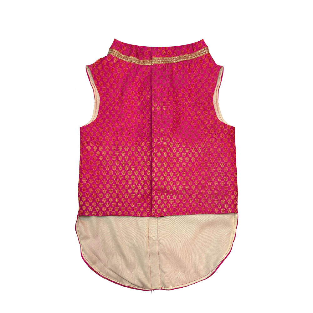 Pawsindia Traditional Royal Brocade Kurta for Cats (Pink) image 2