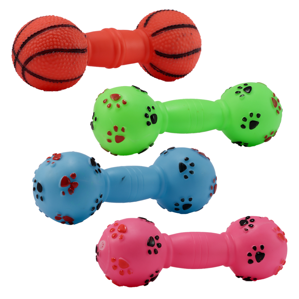 Skatrs Squeaky Dumbell Toy for Cats & Dogs (Colour May Vary)