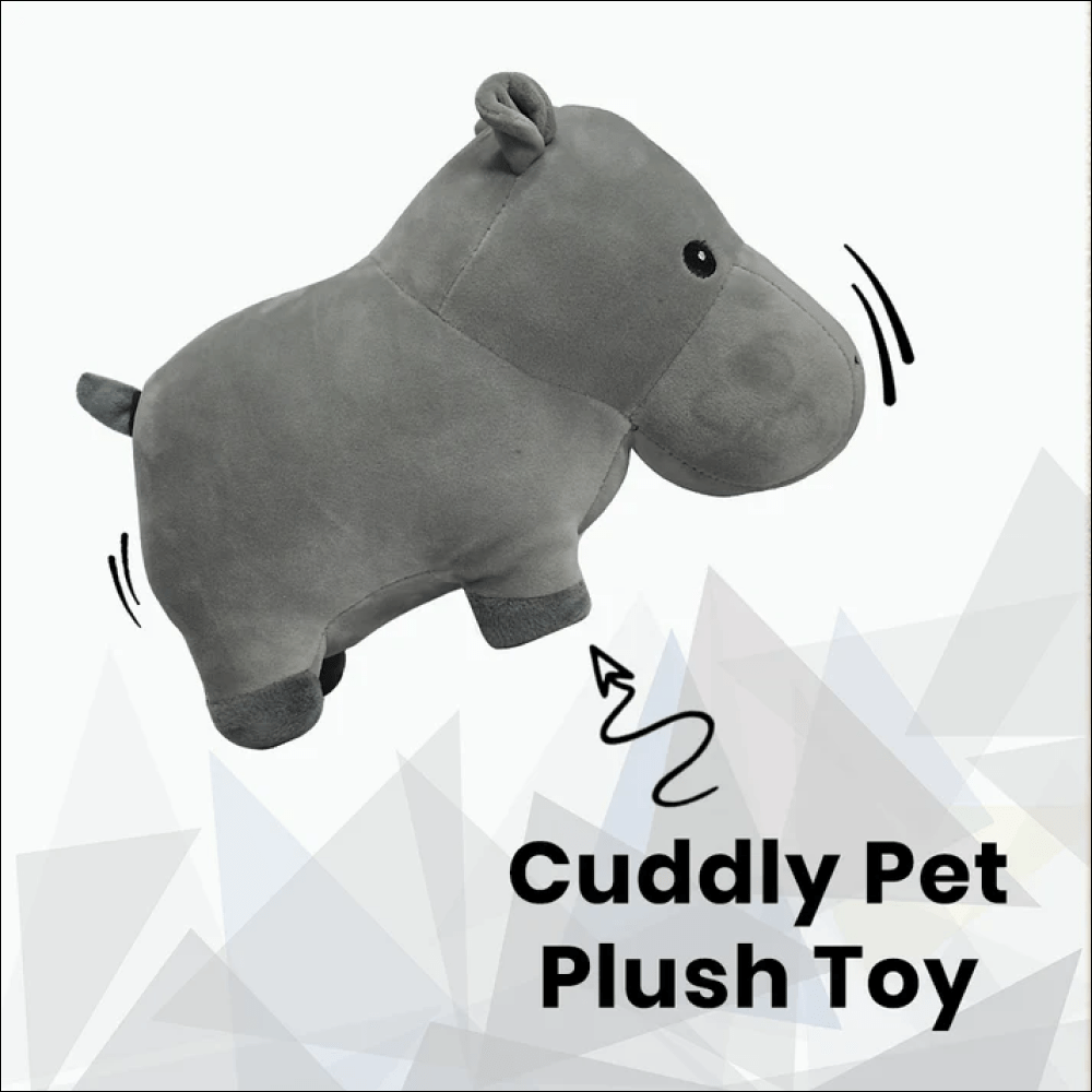 Basil Cuddly Soft Hippo Plush Toy for Dogs and Cats (Grey) image 3