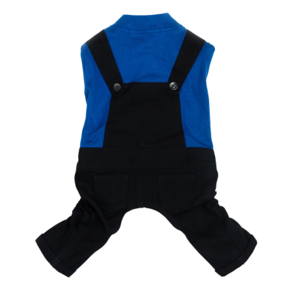 Dogobow Dungaree Dress For Dogs (Blue/Black) (Get a Bow Free) image 3