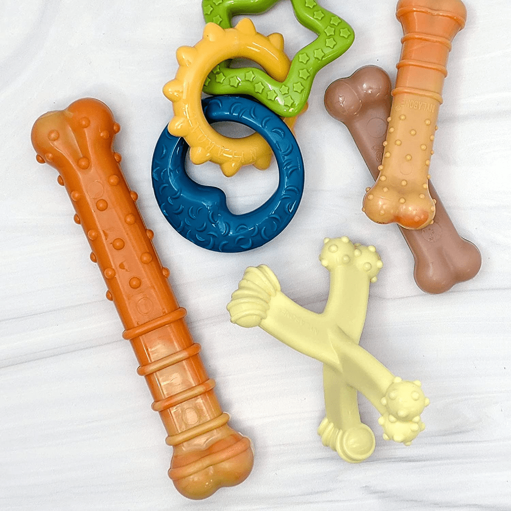 Nylabone Beef Broth ,Veggies and Bacon Flavored Power Chew Twin Bone Toy (Orange,Brown) image 7