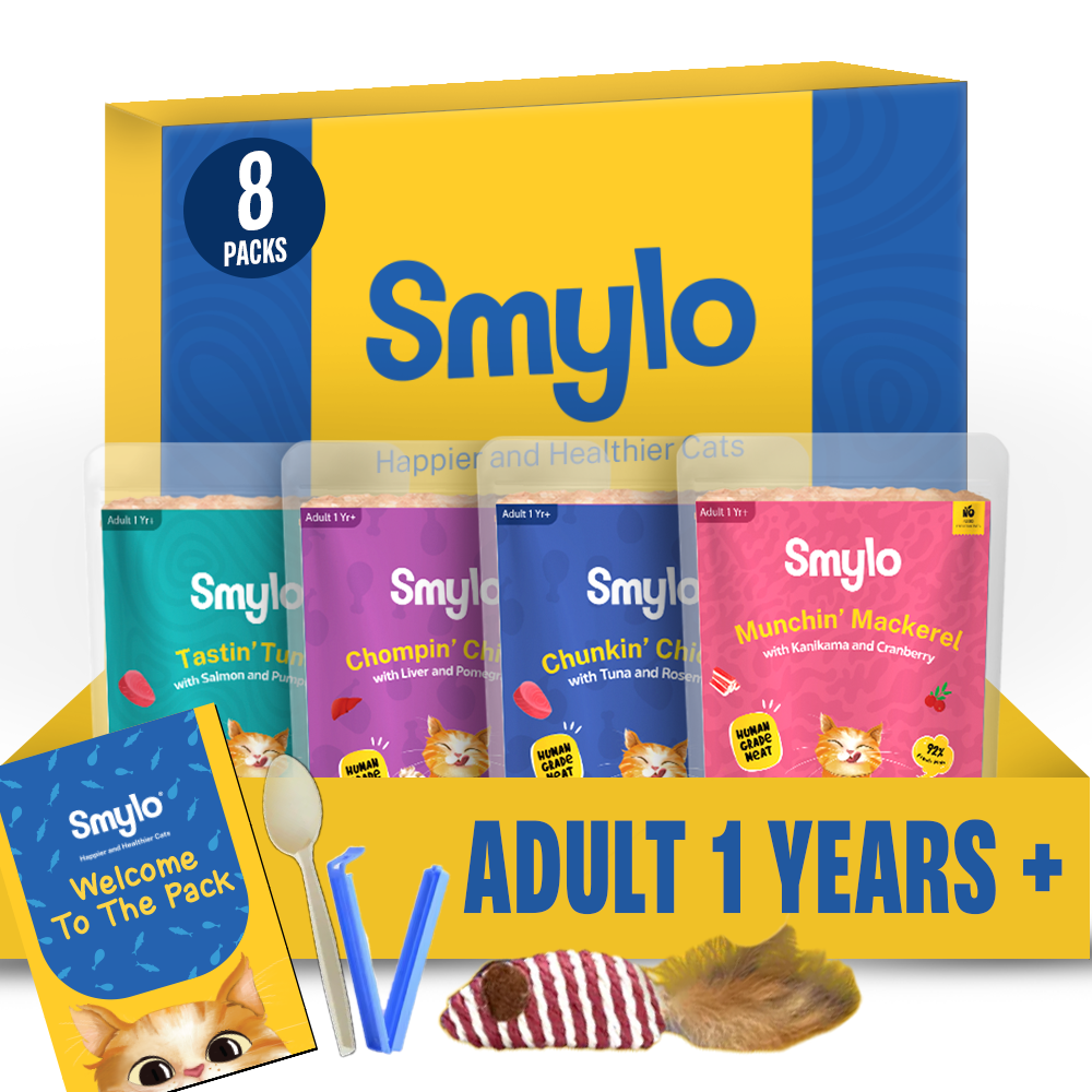 Smylo Adult Trial Box, Tuna, Chicken & Mackerel, Fresh & No-Preservative Wet Cat Food