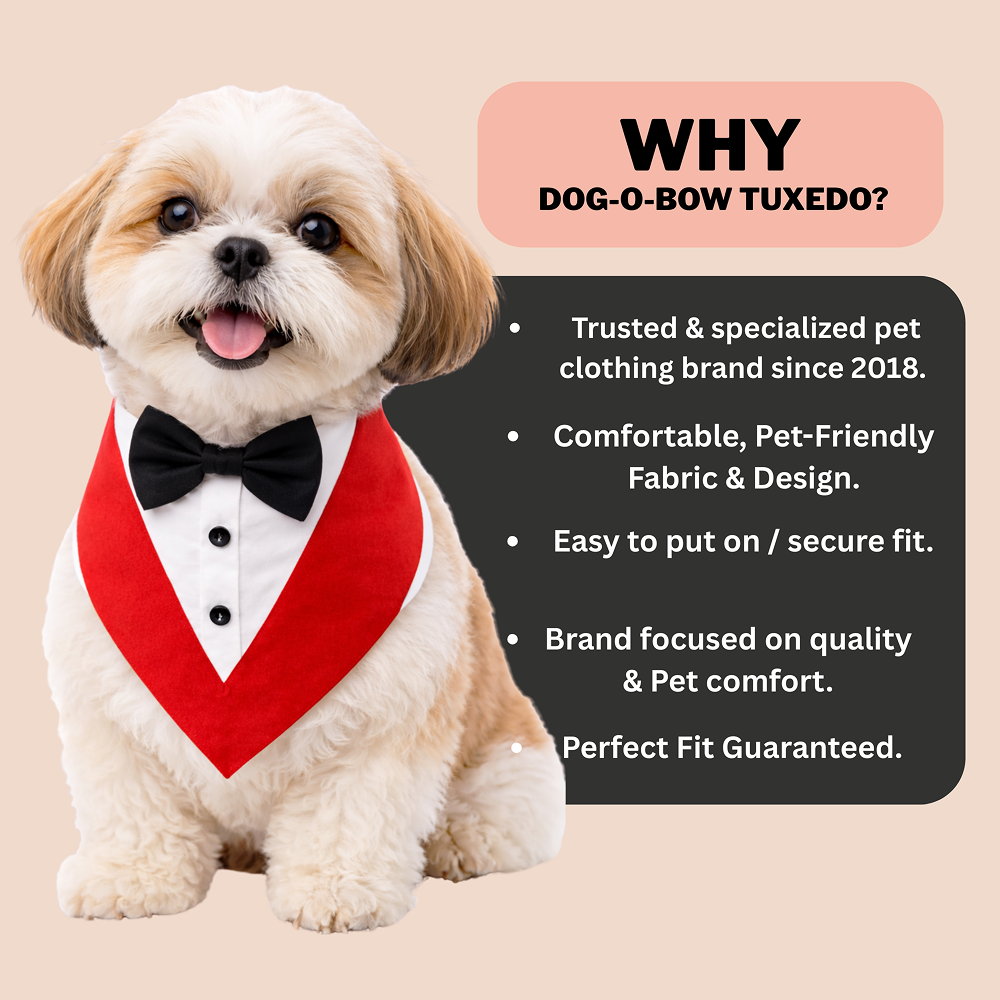 Dogobow Tuxedo Bandana for Dogs (Red) (Get a Bow Free) image 3
