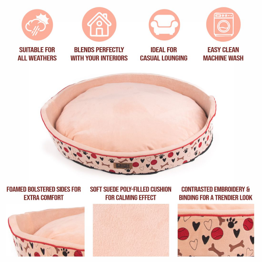 Petter World Soft Micro Fur Round Orthopedic Cuddler Bed with Removable Cushion Top for Dogs (Peach Pearl) image 5